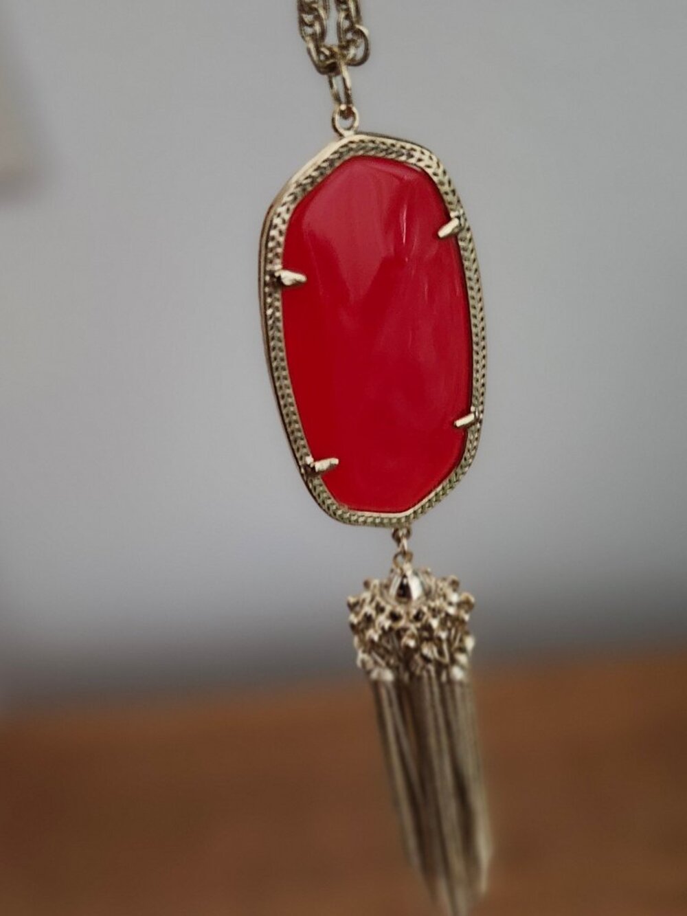 Kendra Scott Bright Red Rayne Gold Pendant Necklace
